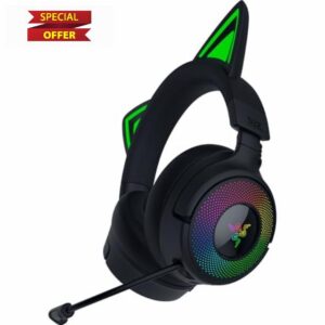 Razer Kraken Kitty V3 Pro - RGB Kitty wireless gaming Headset - reactive cat ears for streaming Headphone - Triforce 40mm Driver - Hyperspeed Wireless and Bluetooth - THX Spatial Audio | Black