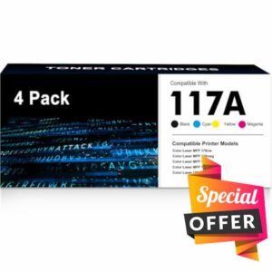 PRINKUS 117A Toner Cartridges Replacement for HP 117A W2072A W2070A W2071A W2073A Compatible for Color Laserjet MFP 150nw 179fwg 178nwg 179fnw 178nw 150a 179 178 150 (Black Cyan Yellow Magenta