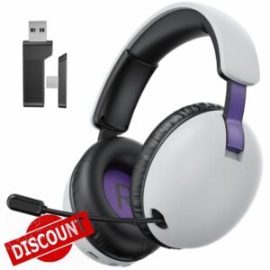 OPUTIK Wireless Gaming Headset for PS4 PS5 PC Bluetooth Gaming Headphone with Microphone White Gamer Headset with Mic