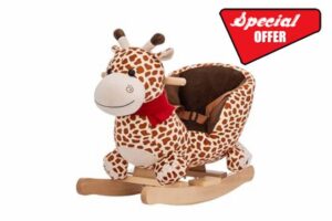 NINODOVAE Kids Rocking Horse Giraffe Stuffed Animal Wooden Rocker for Children 12 Months Boys and Girls/Nursery Christmas