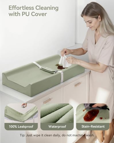 Anti-Roll and Anti-Slip Wedge Changing Pad with Safety Straps