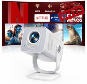TOPTRO Mini Projector 1080P 4K Supported【Android 13 & Short Throw】 Portable Smart Projector with 270° Adjustable Stand