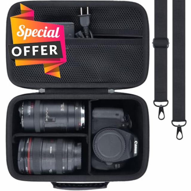Khanka for Canon EOS Rebel 2000D/4000D/1300D/R50/R100/R5/R7/R8/R6 Mark II/250D DSLR Camera Hard Carrying Case
