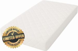 Quilted Eco Fibre Cot Bed Mattress 140 x 70 x 10 cm – Hypoallergenic Baby Mattress with Removable