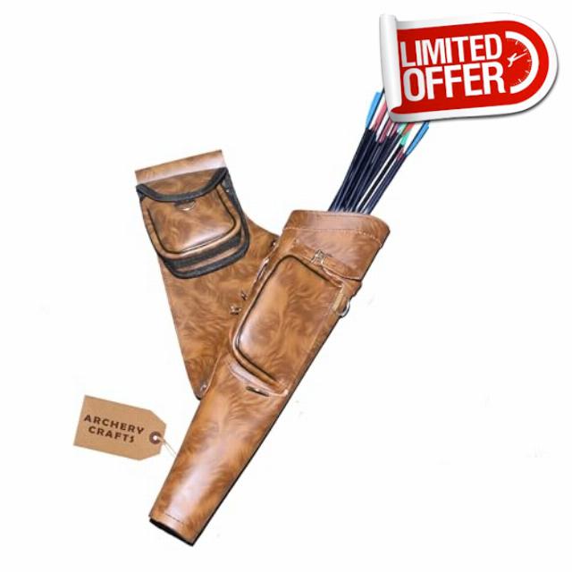 Tigger Brown Leather Archery Quiver for Arrows – Traditional Handmade Cowhide Hip/Back Quiver with Adjustable Shoulder Strap – 20 Inch