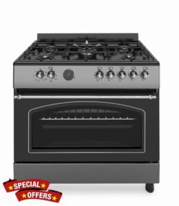 Ferre F9S50E7-MBL-RETRO 90cm Dual Fuel Range Cooker With Double Turbo Fan & 5 Burner(1 Wok) - Anthracite            [Energy Class B]