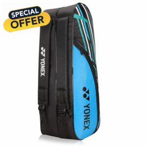 Yonex Stylish Badminton Kit-Bag |Double Zipper Compartment for Storage of 6 Rackets and Clothes|Side Pocket |Back Straps |Accessories Compartment |Made in India