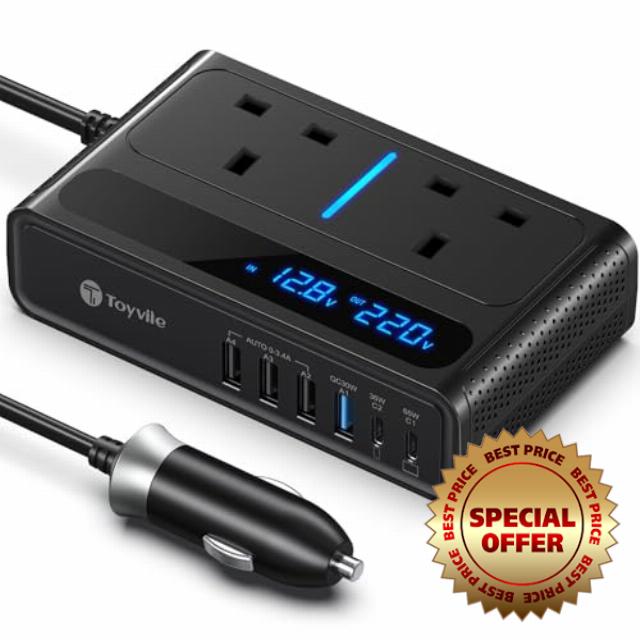 Toyvile 200W Car Power Inverter 12V to 240V / 230V with 2 Sockets