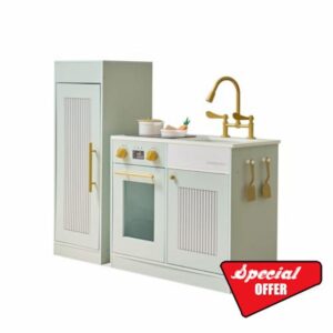 Teamson Kids Little Chef Chester Play Kitchen in Green with Fridge