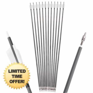 FQH 35“ True Feather Carbon Arrows Archery 400 Spine Straightness +/-0.006” Inside Diameter 6.2mm for Compound Recurve Bow Shooting Hunting Arrows (6/12pcs)