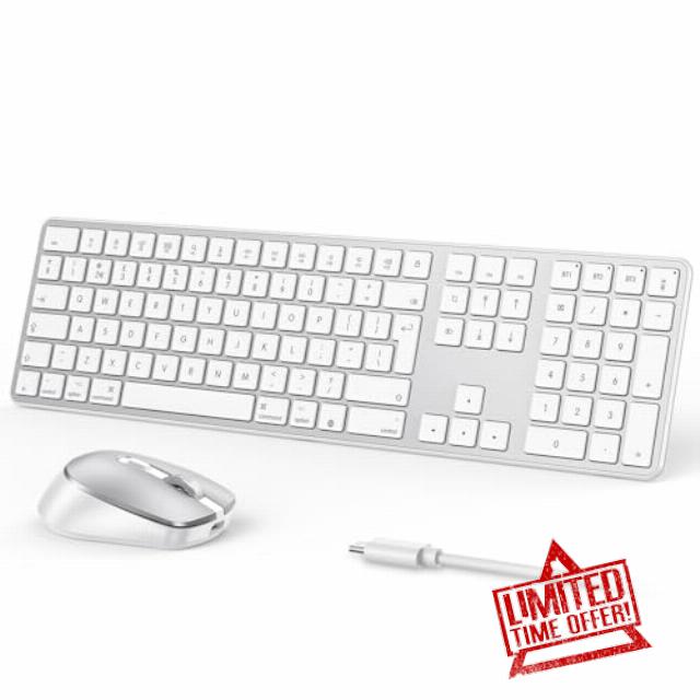 OMOTON Wireless Bluetooth Keyboard Mouse Rechargeable for Mac OS