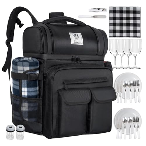 4 Person Cooler Backpack with 2 Insulated Leakproof Cooler Compartment