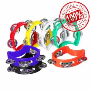 HONMEET 7 Pcs Colorful Handheld Tambourines with Jingle Bells Plastic Percussion Instruments for Childrens Rhythm Play Holiday Party and Sports Game