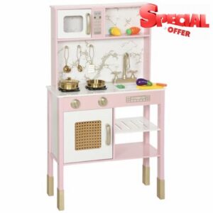 AIYAPLAY Kids Play Kitchen Toy Kitchen Playset 12Pcs Accessories with Realistic Oven