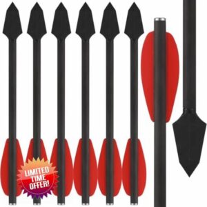 HUNTSPM 6.3" Carbon Pistol Crossbow Bolts Mini Crossbow Arrows With Braodhead Tips Hunting Arrows For 50-110lbs Pistol Crossbow Hunting Target Practice
