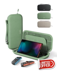 Belkin Nintendo Switch 2 Case Travel Bag with AirTag Holder and Playing Card Storage Bag - Portable Lightweight Protective Case with Hard Shell and Soft Lining Gaming Travel Accessories - Sage