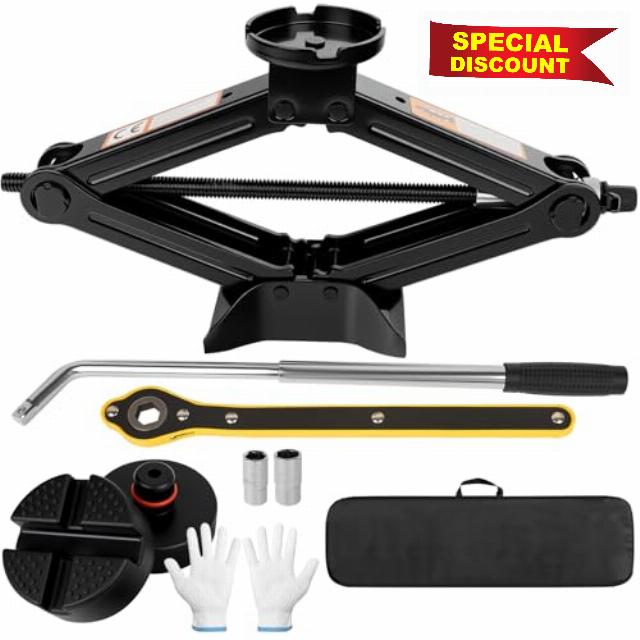 2.5 Ton Scissor Jack with Ratchet Handle & L-Wrench