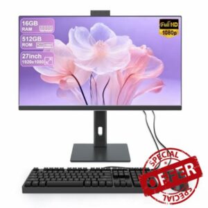 All-in-One Computer 27inch Desktop Computer Quad-Core N95(Up to 3.4Ghz)512GB SSD 16GB RAM With hidden Webcam