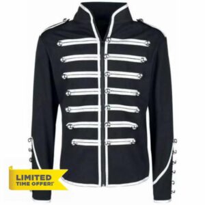 KBOPLEMQ Parade Jacket Men's Gothic Steampunk Jacket For Men Hussars Marching Band Parade Blazer Victorian Tailcoat Stand-Up Collar Gothic Vintage Costume Medieval Renaissance Uniform