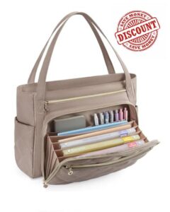 bagsmart Teacher Tote Bag for Women 15.6in Quilted with Insulated Pocket & Nurse Bag Features