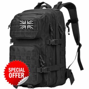 45L Military Tactical Backpacks Large Molle Army Assault Pack 3 Day Bug Out Bag Laptop Bag for Hiking Treeking Black Hunting Rucksack