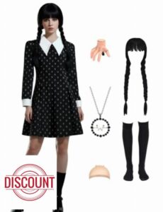 Halloween Gothic Costume Women's Carnival Fancy Dress Costume Gothic Family Cosplay Outfit Black Dress with Print