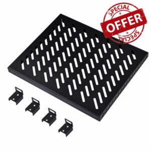 GeeekPi DeskPi RackMate T2 High Performance Rack Shelf 25kg Rack Cabinet - Perforated Design - 25kg Load Capacity - Black