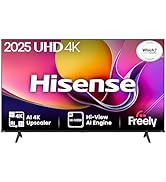 Text shows '2025 UHD 4K'. Multiple TV or monitor displays showing technical specifications including 4K resolution and AI Engine features.