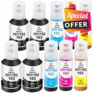 LeciRoba Suitable for EPSON 103/102/101 Multipack Use with ET-2710 ET-2711 ET-2712 ET-2714 ET-2715 ET-2720 ET-2721 ET-2726 ET-2810 ET-2815 ET-2822 0 ET-2821 ET-2825 ET-2826 ET-4700 ET-4800 (10 Pack)