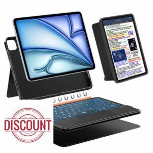 WIWU iPad Case with Keyboard 11 Inch A16 11th 10th Gen 3 in 1 Magnetic Detachable Keyboard Case Adjustable Stand Backlit Keys with Touchpad (BLACK