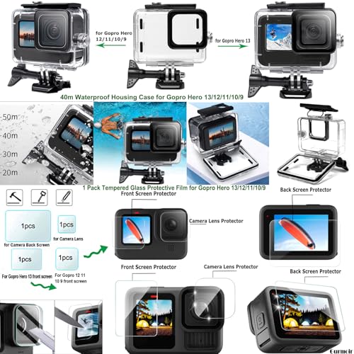 Essential Accessories Kit with Waterproof Case Backpack Strap Floating Grip Bundle Pack for Gopro 13 12 11 10 9 Camera(DT16)