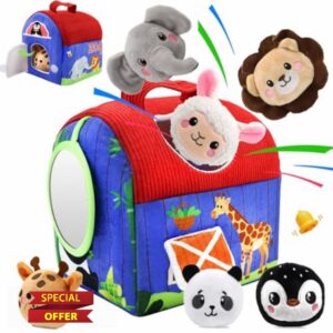 Baby Toys 6-12 Months - Soft Barn with Stuffed Zoo Animals with Real Sounds