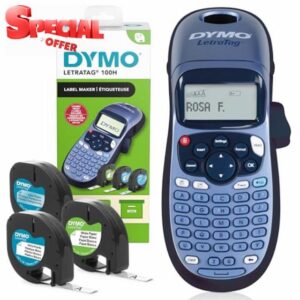 Dymo LetraTag LT-100H Label Maker Starter Kit | Handheld Label Printer Machine | with Plastic