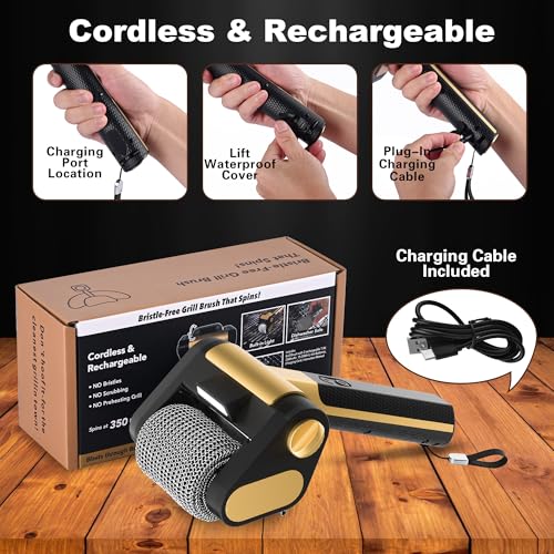 Grill Brush Bristle Free Blasts Away Burnt-On Food for Gas/Porcelain/Charbroil Grates