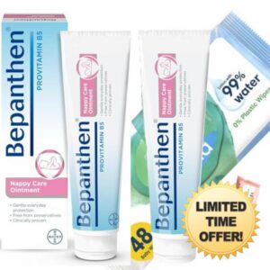 ASBQuality Nappy Change Bundle | 2 x Bepanthen Nappy Rash Cream 100g + 2 x ASBQuality Cotton Pads + 1 x Harmonie Aqua Baby Wipes (48) | Relieves Irritation & Redness | Nappy Cream