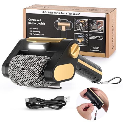 Efficient Grill Cleaning Brush with 350 RPM Stainless Power Roller