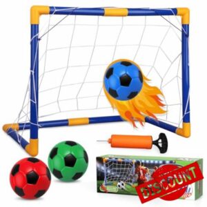 Mini Soccer Goal Set with 3 Ball Pump for Toddler Kid