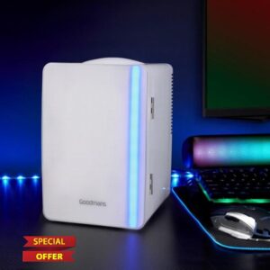 New FT-Store Delightful LED Gaming Fridge – White - Complete With A Handy Carry Handle.- Keep Your Drinks And Snacks Cool Whilst You Are Gaming - B01