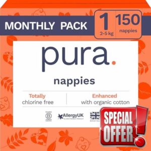 Pura Newborn Baby Nappies - Size 1 (2-5kg / 4-11lbs)