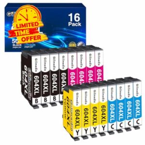GILIMEDIA 604XL Ink Cartridges 16 Pack Replacement for Epson 604 Ink Cartridges Compatible with Epson Expression Home XP-3200 XP-2200 XP-2205 XP-3205 XP-4200 XP-4205 Workforce WF-2910 WF-293