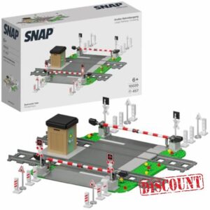 SNAP Large Railway Crossing - Clamping Block Set with Rails - Extension for Train Routes - Construction Kit for Children and Adults from 6 Years - 1002