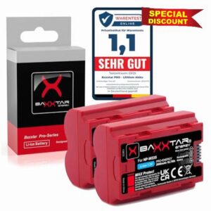 Baxxtar MaxProtect NP-W235 Battery 2600 mAh Replacement for Fuji NPW235 NP W235 with NTC Sensor and V1 Housing Compatible with Fujifilm GFX-50s II GFX-100S GFX-100 II GFX100RF X-H2 X-H2S X-S20 X-T4