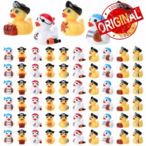 GGSTDDUP 60 Pcs Mini Pirate Resin Ducks Pirate Figures Toy Tiny Resin Ducks Miniature Figures for Crafts Party Favors Dollhouse Halloween Decoratio
