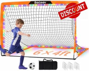 BELEEV 4x3/6x4 ft Kids Football Goal for Garden