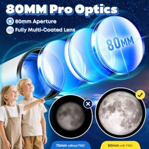80mm Aperture 500mm Astronomical Refractor Telescopes with Phone Adapter