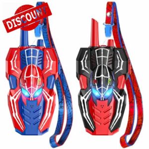 2 Pack Spider Walkie Talkies for Kids with Eye Lights - Outdoor Toys for 3 4 5 6 7 Year Old Boys Girls