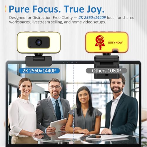 USB Computer Camera with Microphone for Desktop Monitor【Focus in Shared or Home Space】 Auto Anti-Disturb Backlight