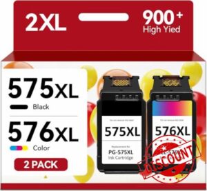 Drprinton PG-575XL CL-576XL Replacement for Canon 575 576 Ink Cartridges for Pixma TR4755i TR4750i TR4700 TS3550i TS3551i TS3750i TS3751i TS3752i TR4751i TR4756i (1 Black 1 Colour)
