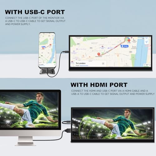 IPS Stretched Bar LCD Travel Display 1920 * 720 HDMI USBC