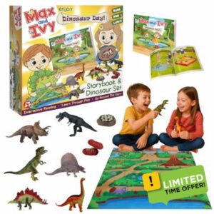 Max and Ivy enjoy Dinosaur Day — Storybook & Dinosaur Playset — Read
